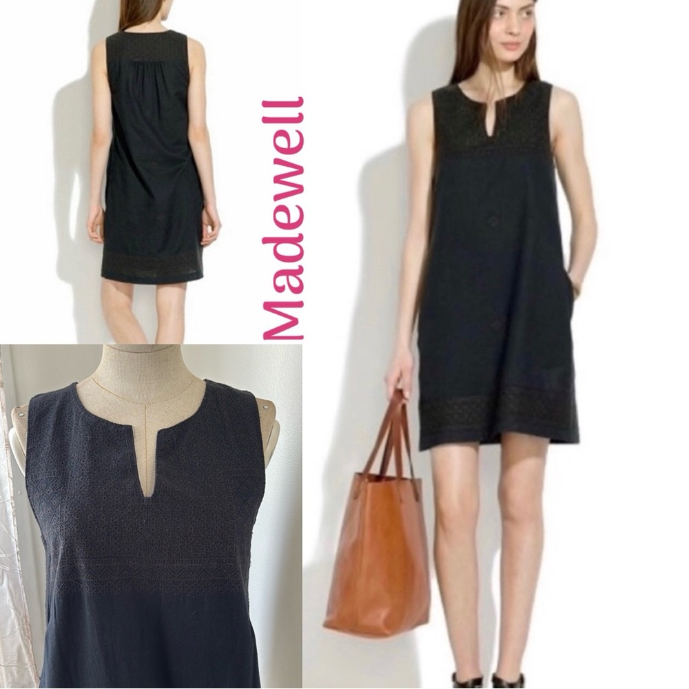 Madewell Stitch Sleeveless Black Dress